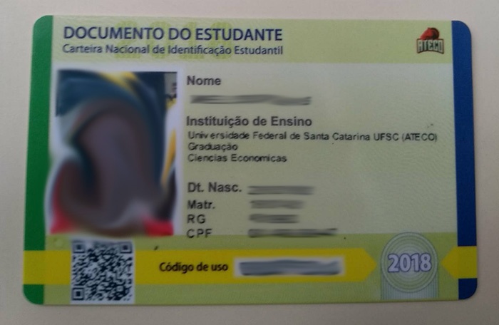 Foto da Carteira  Nacional de Identificação Estudantil